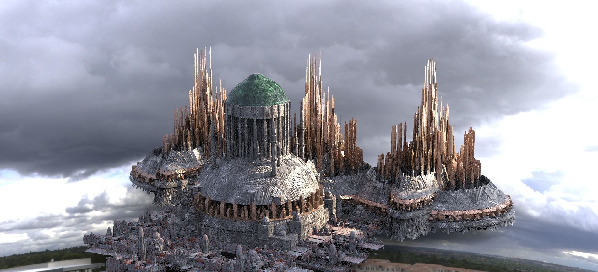 Asgard Tower City Kit bash 3D model_1