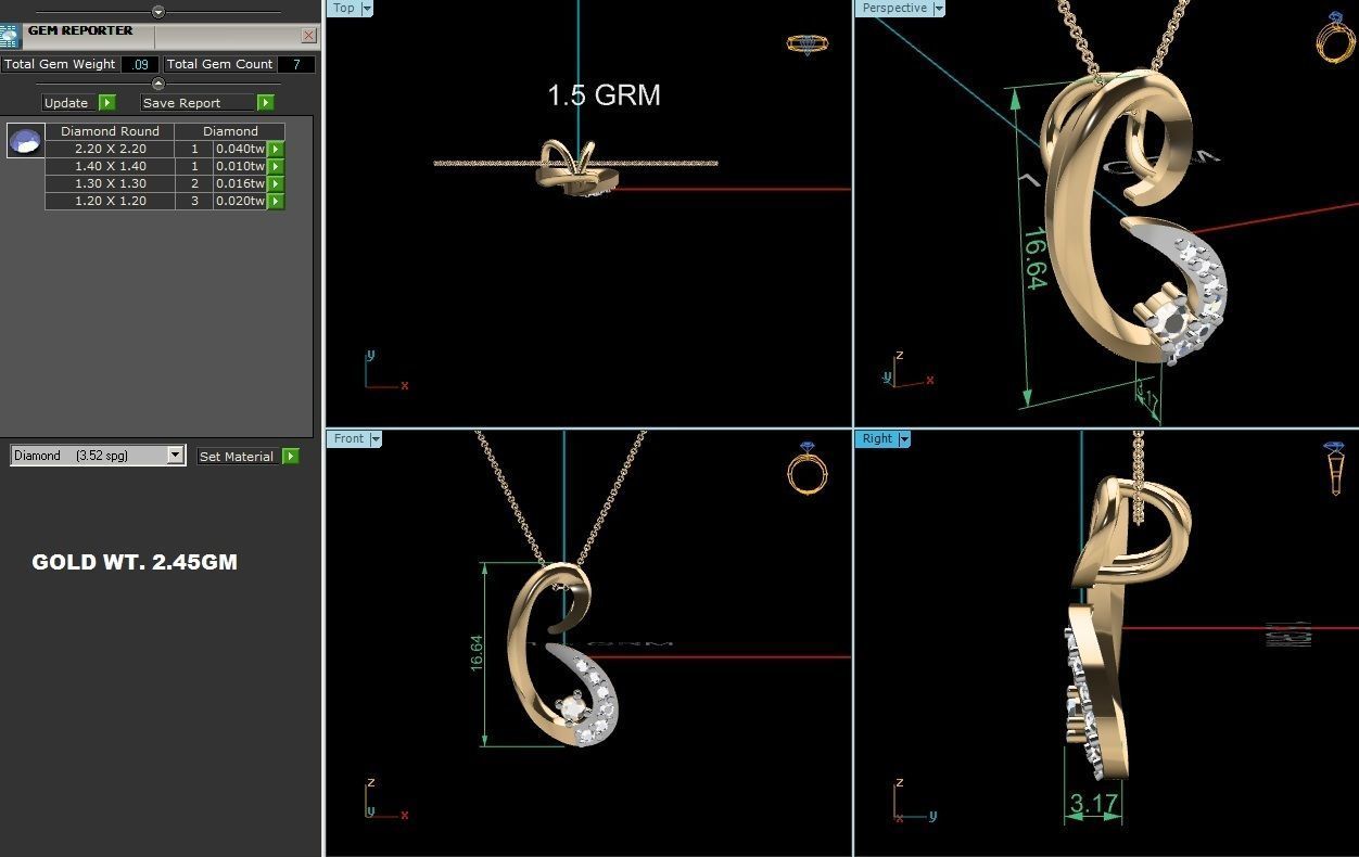 Women pendant 3dm render detail 3D print model_4