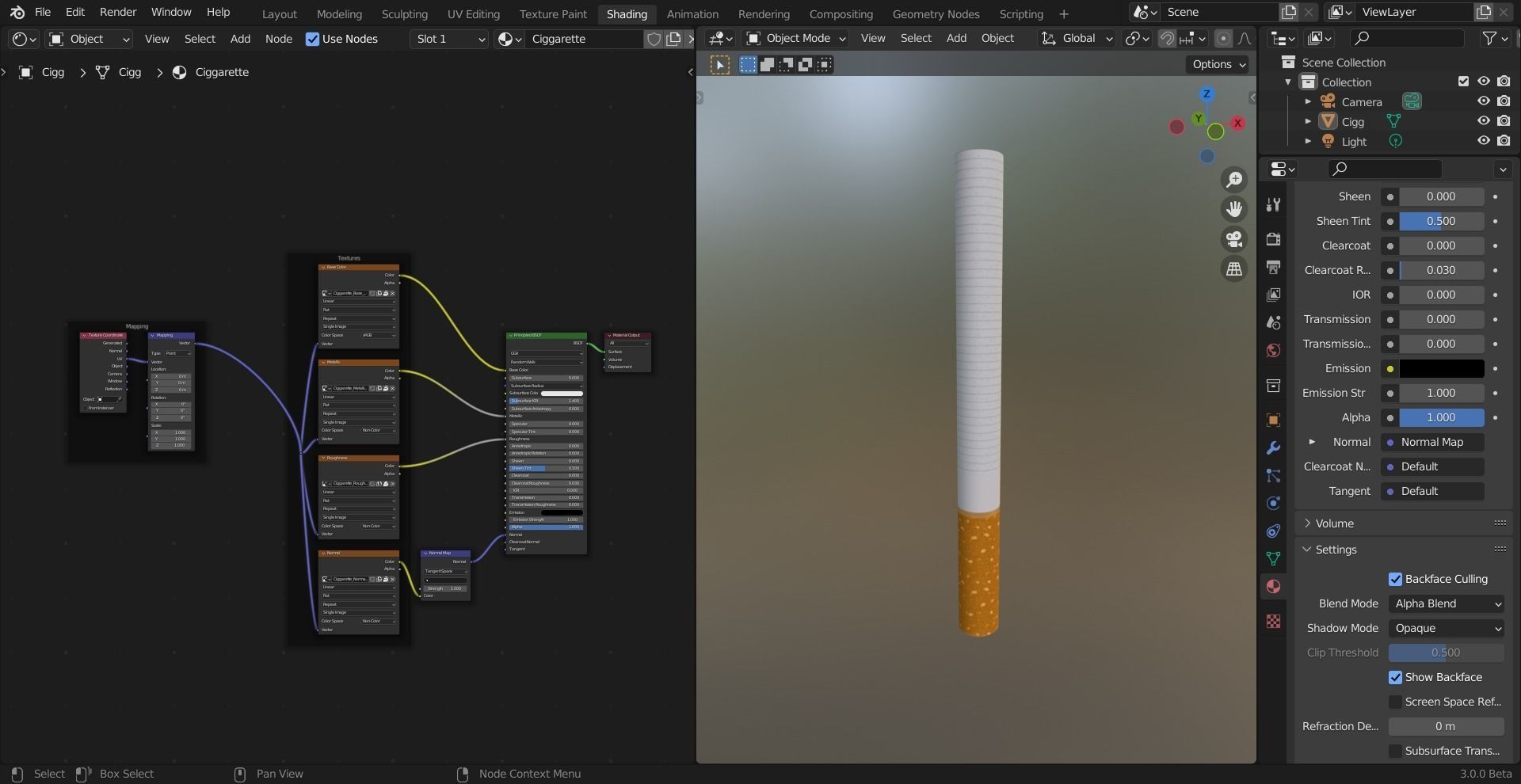 Cigarette realistic model two cigarettes Low-poly 3D model_7