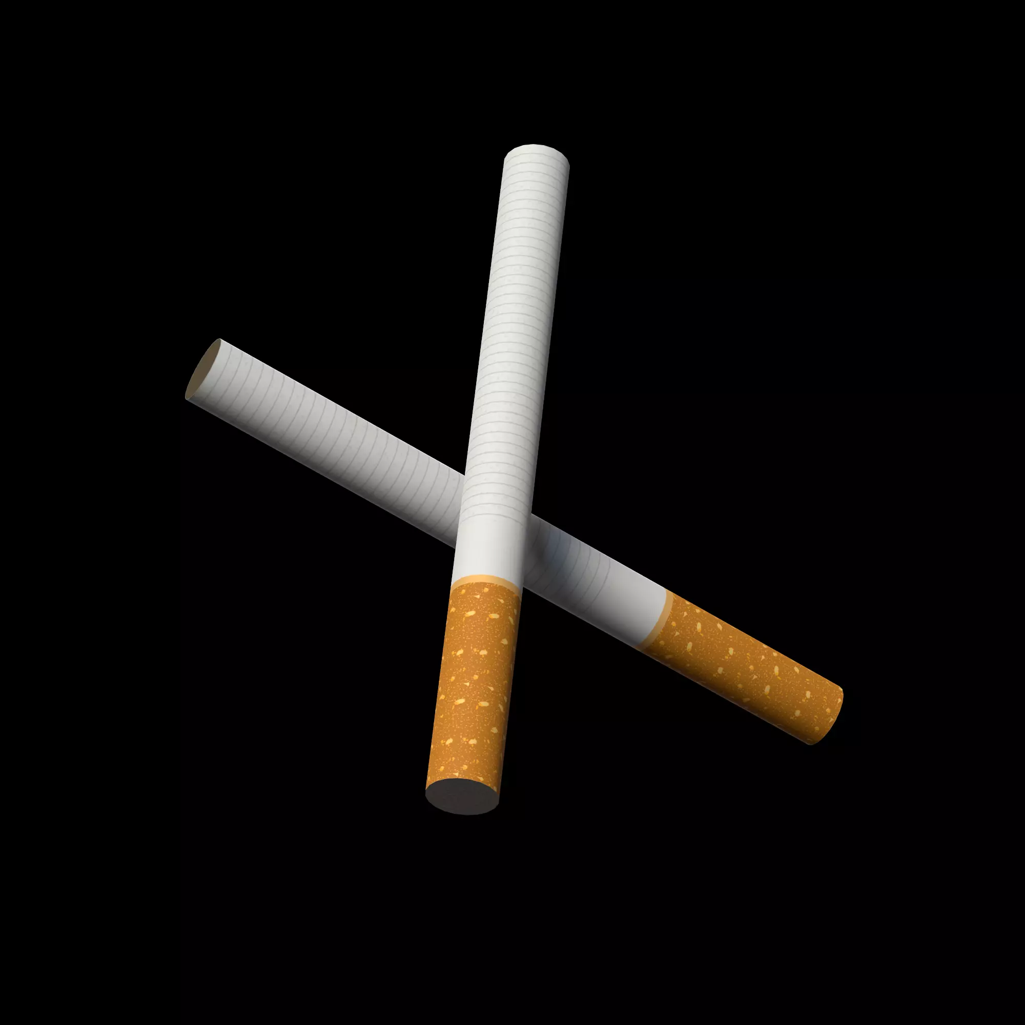 Cigarette realistic model two cigarettes Low-poly 3D model_0