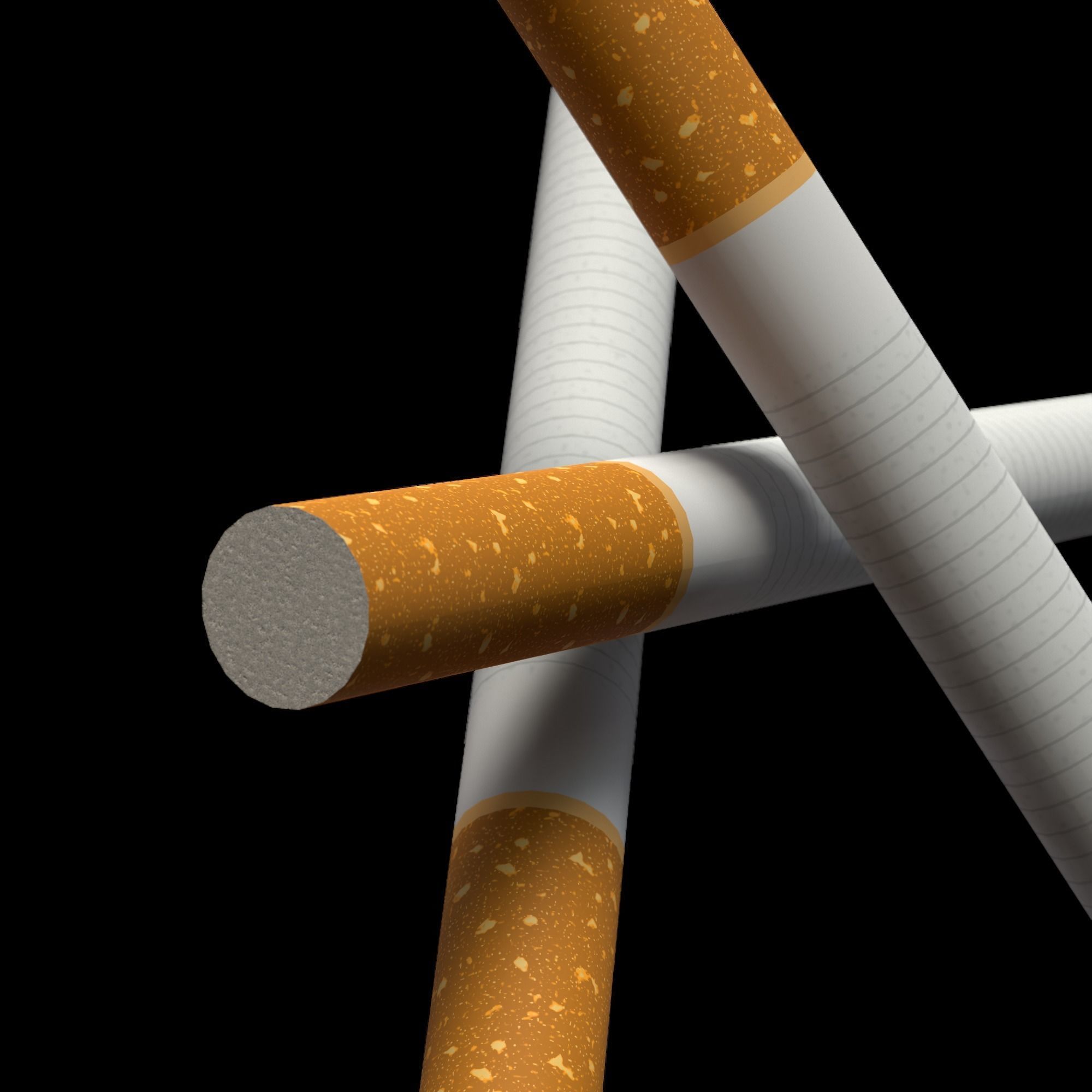 Cigarette realistic model two cigarettes Low-poly 3D model_2