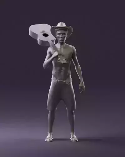 Man toples with acoustic guitar 0833  3D Print Ready