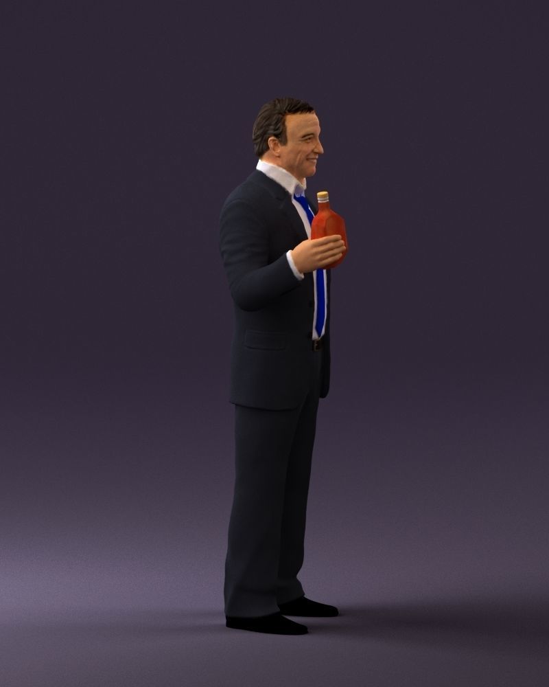 Man in dark blue suit bottle smile 0552 3D Print Ready 3D print model_9