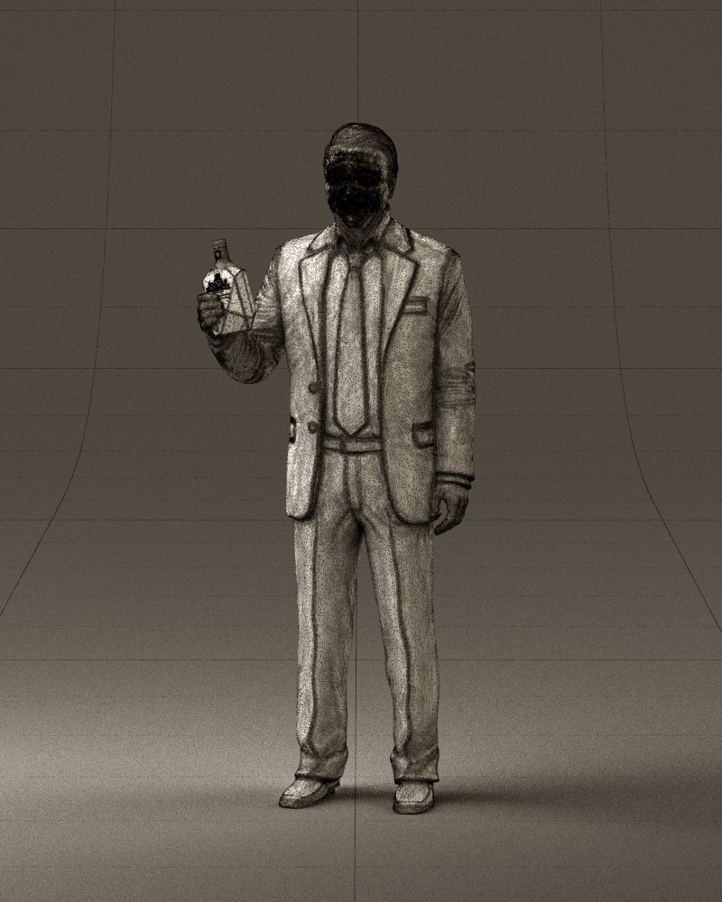 Man in dark blue suit bottle smile 0552 3D Print Ready 3D print model_32