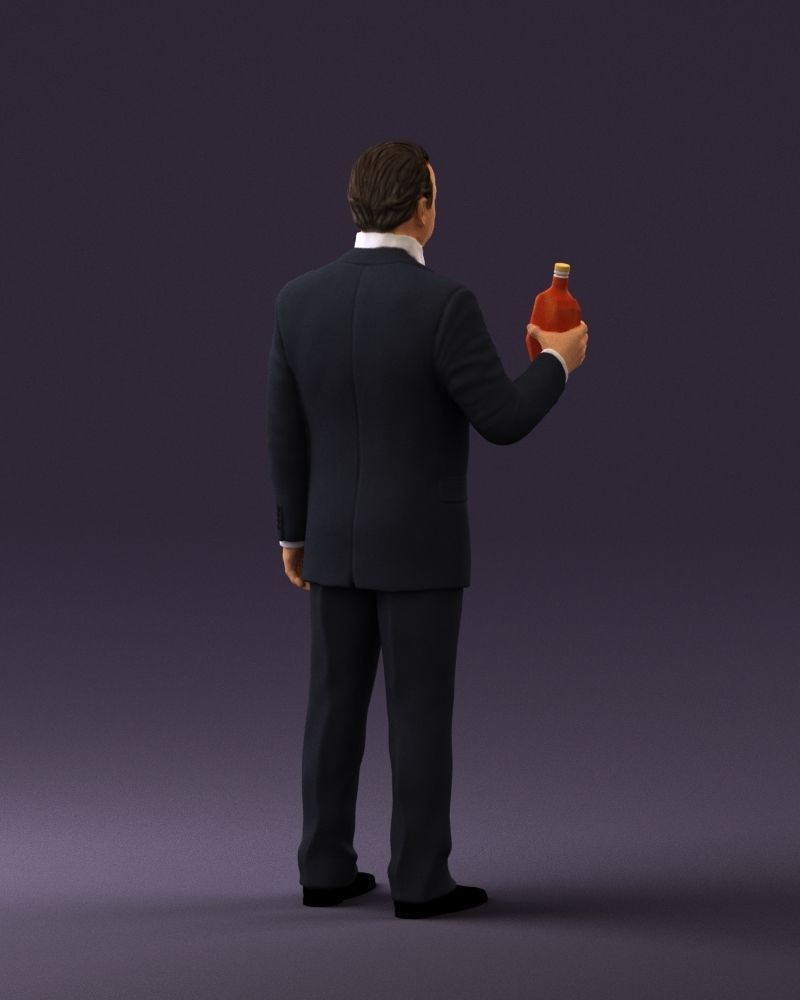 Man in dark blue suit bottle smile 0552 3D Print Ready 3D print model_15