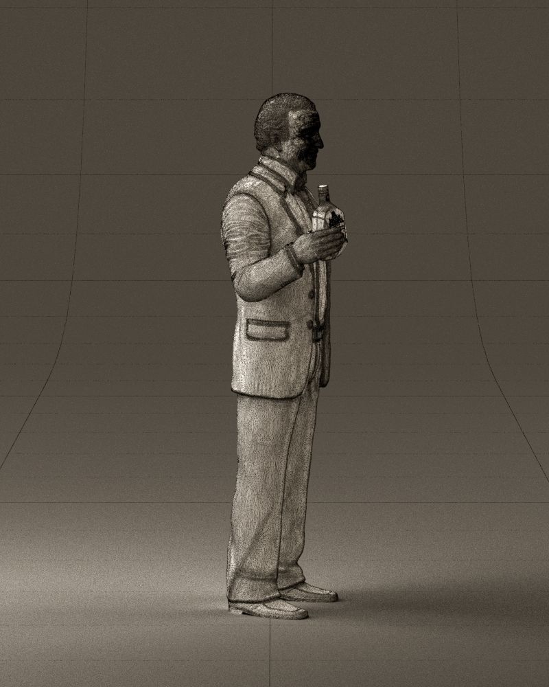 Man in dark blue suit bottle smile 0552 3D Print Ready 3D print model_11