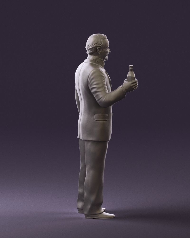 Man in dark blue suit bottle smile 0552 3D Print Ready 3D print model_13