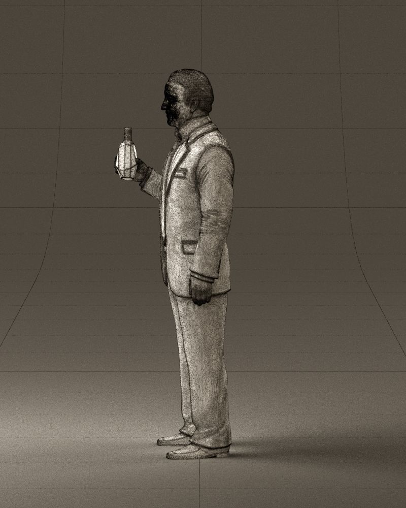 Man in dark blue suit bottle smile 0552 3D Print Ready 3D print model_26