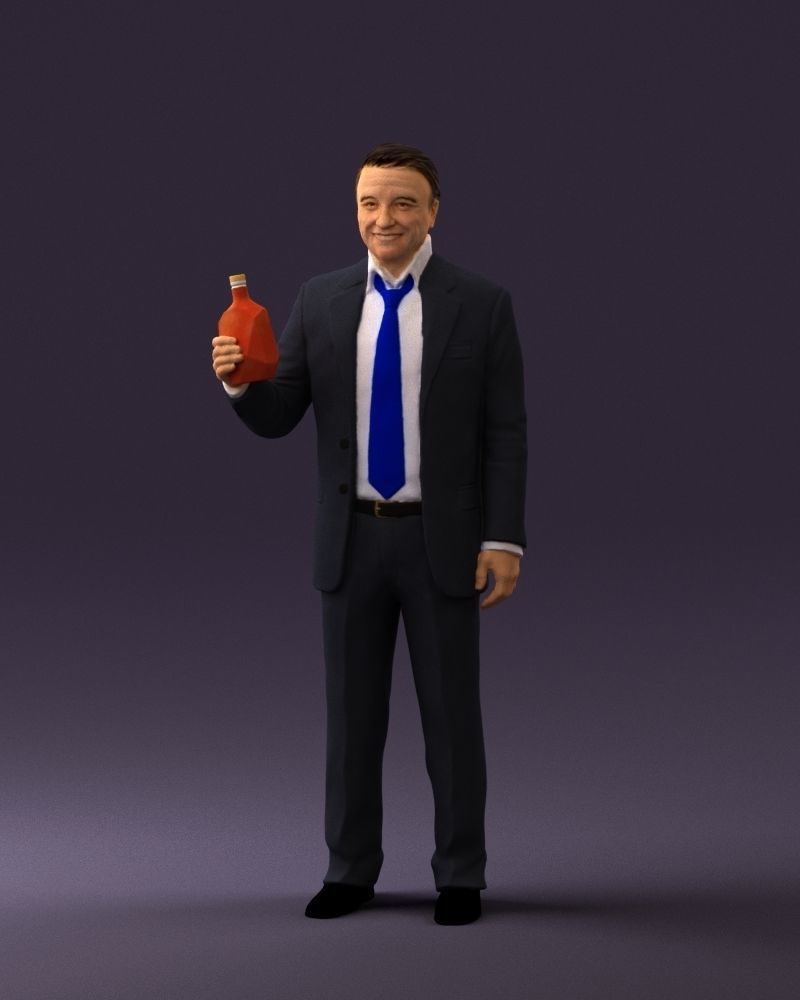 Man in dark blue suit bottle smile 0552 3D Print Ready 3D print model_30