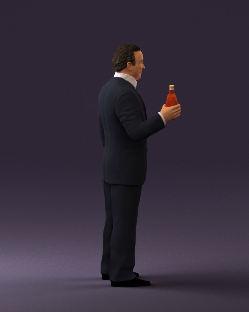 Man in dark blue suit bottle smile 0552 3D Print Ready 3D print model_12