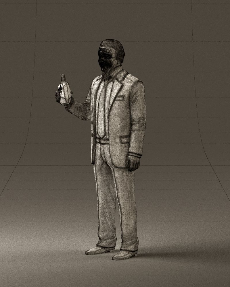 Man in dark blue suit bottle smile 0552 3D Print Ready 3D print model_29