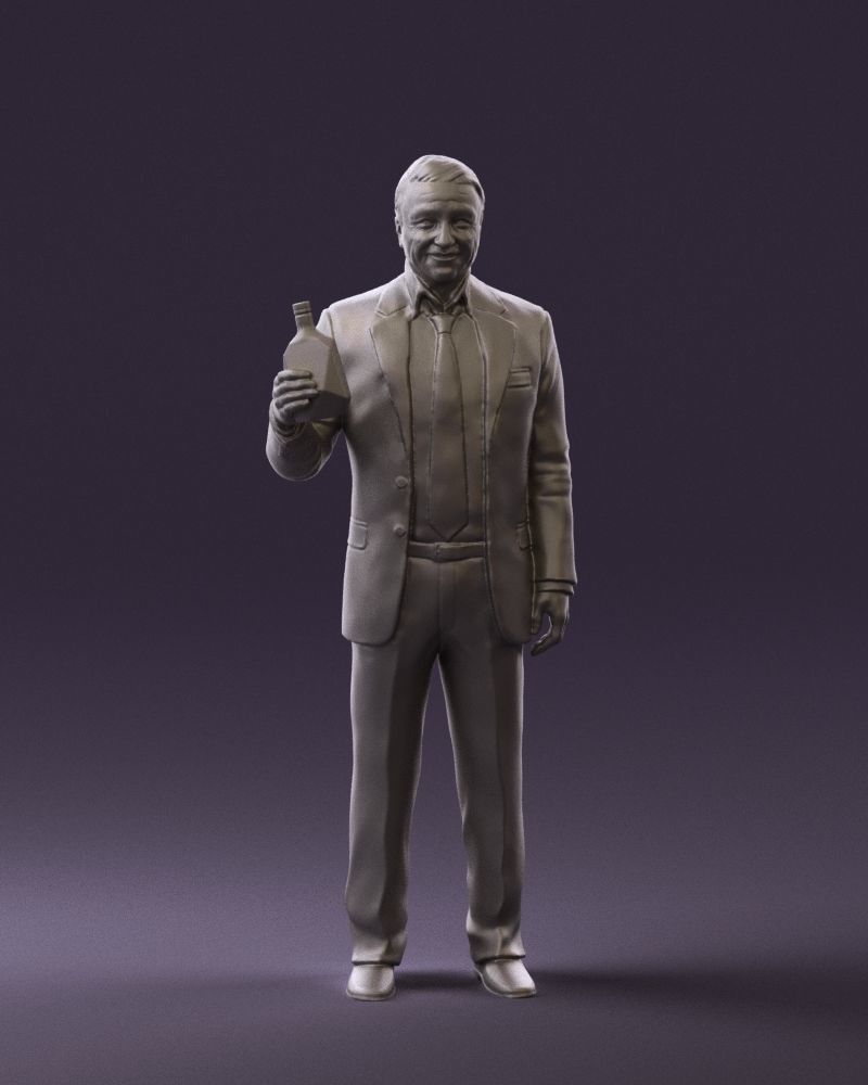 Man in dark blue suit bottle smile 0552 3D Print Ready 3D print model_34