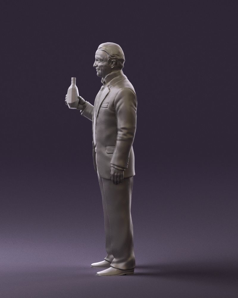 Man in dark blue suit bottle smile 0552 3D Print Ready 3D print model_25