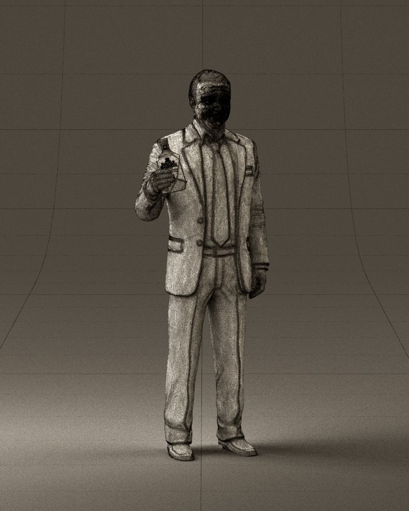 Man in dark blue suit bottle smile 0552 3D Print Ready 3D print model_5