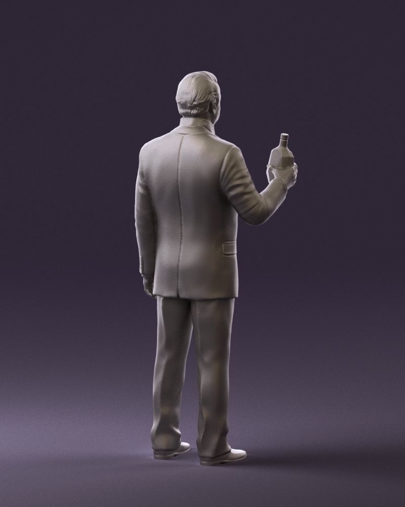 Man in dark blue suit bottle smile 0552 3D Print Ready 3D print model_16
