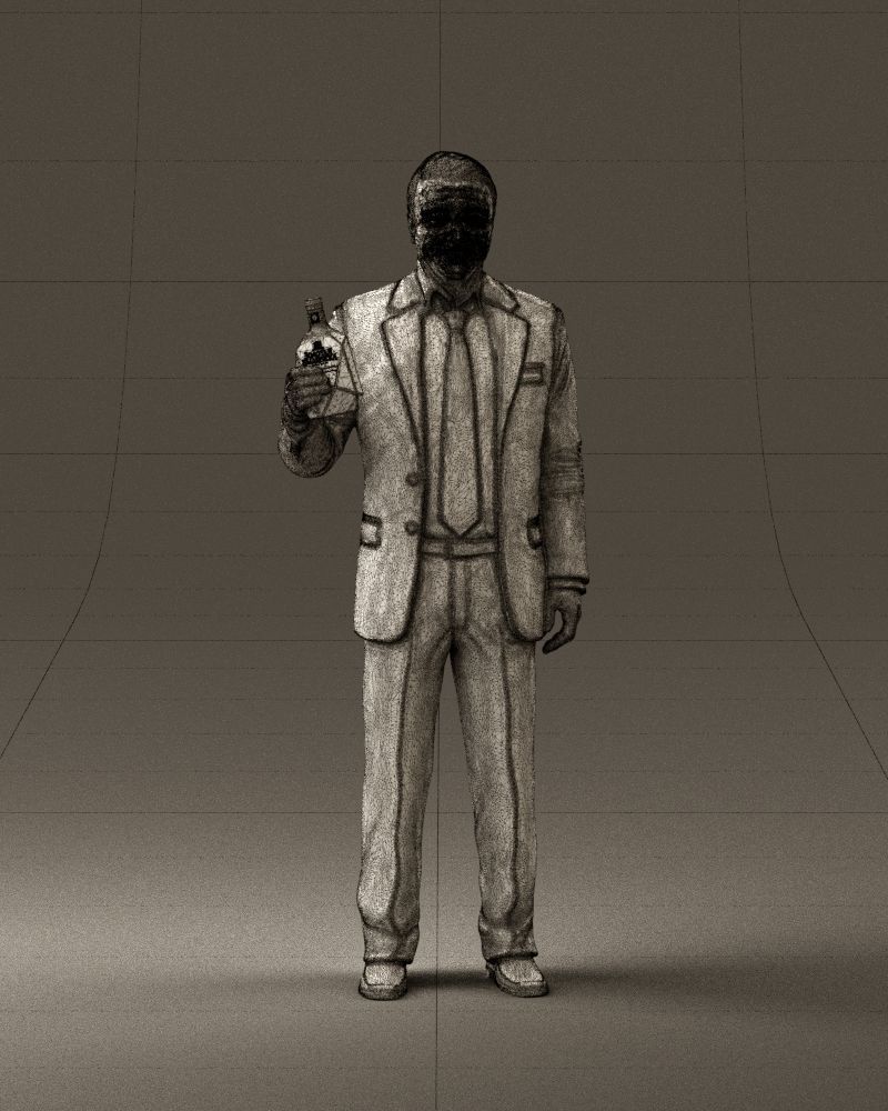 Man in dark blue suit bottle smile 0552 3D Print Ready 3D print model_35