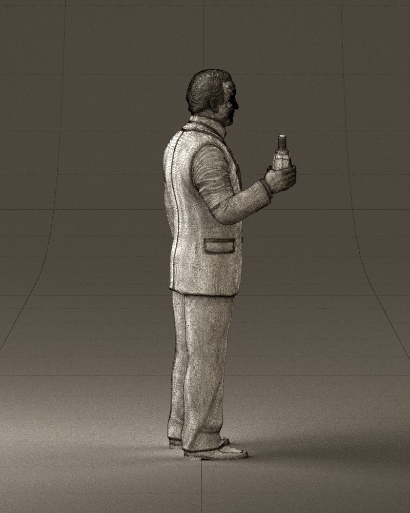 Man in dark blue suit bottle smile 0552 3D Print Ready 3D print model_14