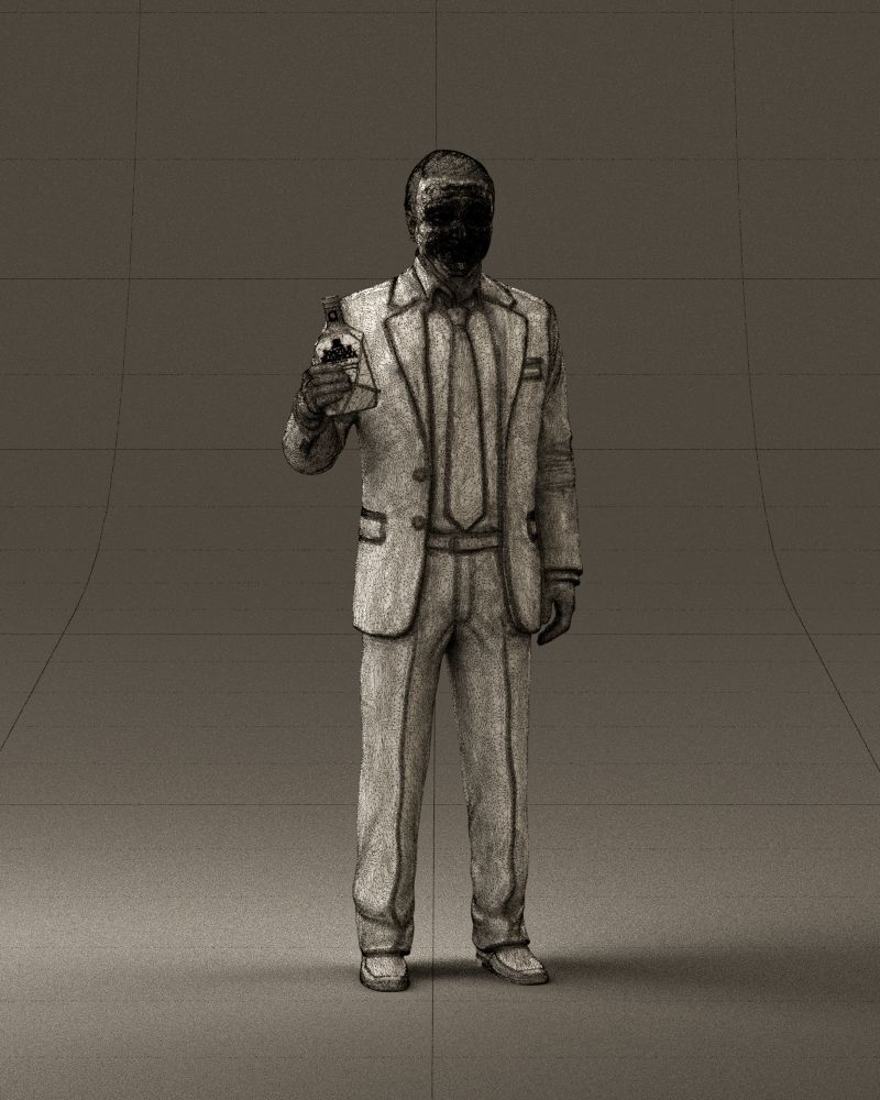 Man in dark blue suit bottle smile 0552 3D Print Ready 3D print model_2