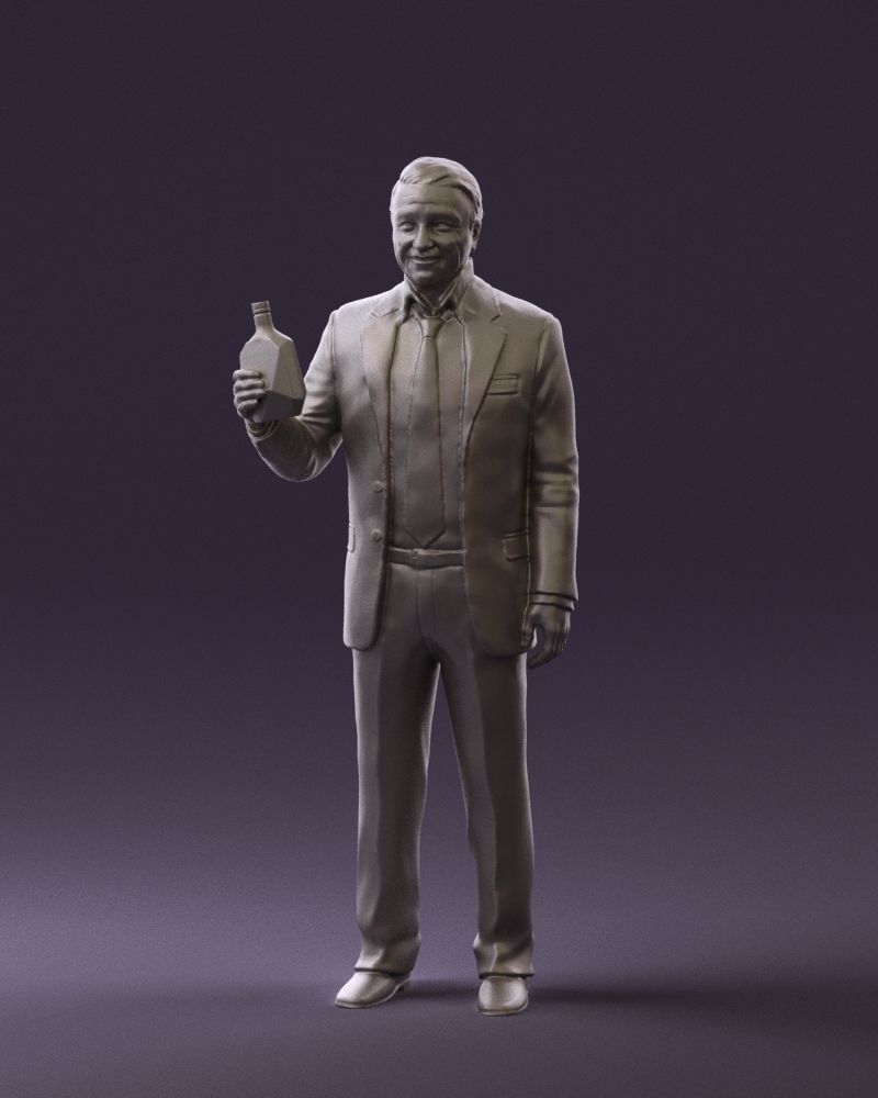 Man in dark blue suit bottle smile 0552 3D Print Ready 3D print model_31