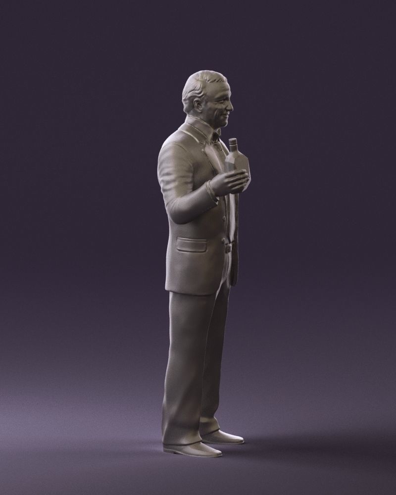 Man in dark blue suit bottle smile 0552 3D Print Ready 3D print model_10