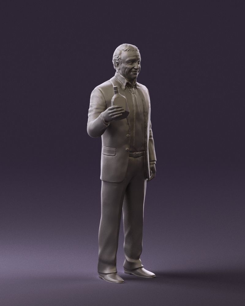 Man in dark blue suit bottle smile 0552 3D Print Ready 3D print model_7