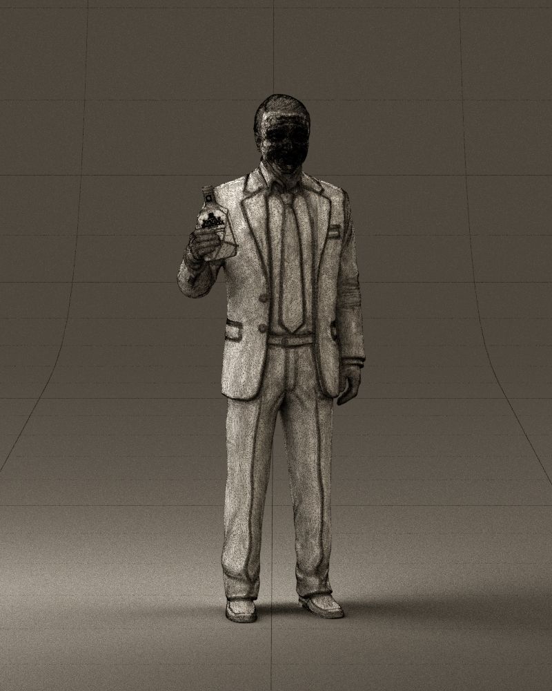 Man in dark blue suit bottle smile 0552 3D Print Ready 3D print model_38