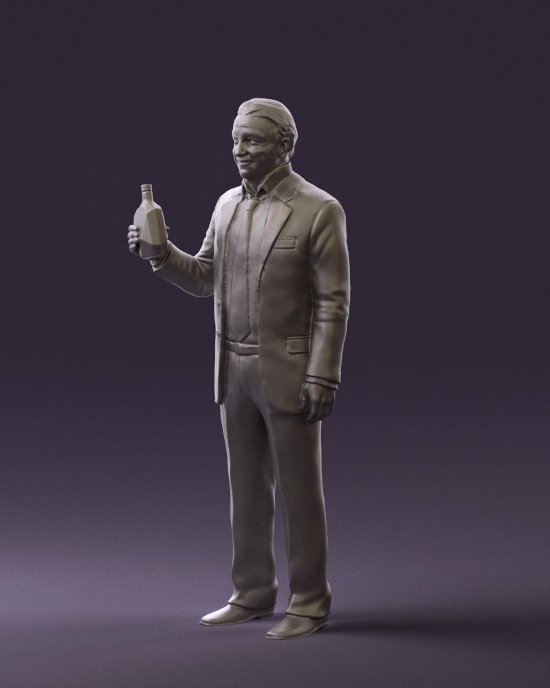 Man in dark blue suit bottle smile 0552 3D Print Ready 3D print model_28