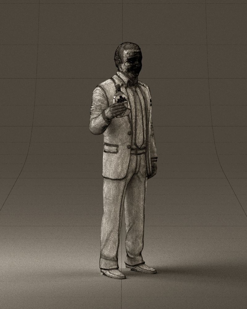 Man in dark blue suit bottle smile 0552 3D Print Ready 3D print model_8