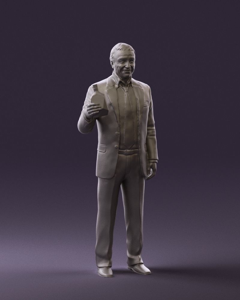 Man in dark blue suit bottle smile 0552 3D Print Ready 3D print model_4