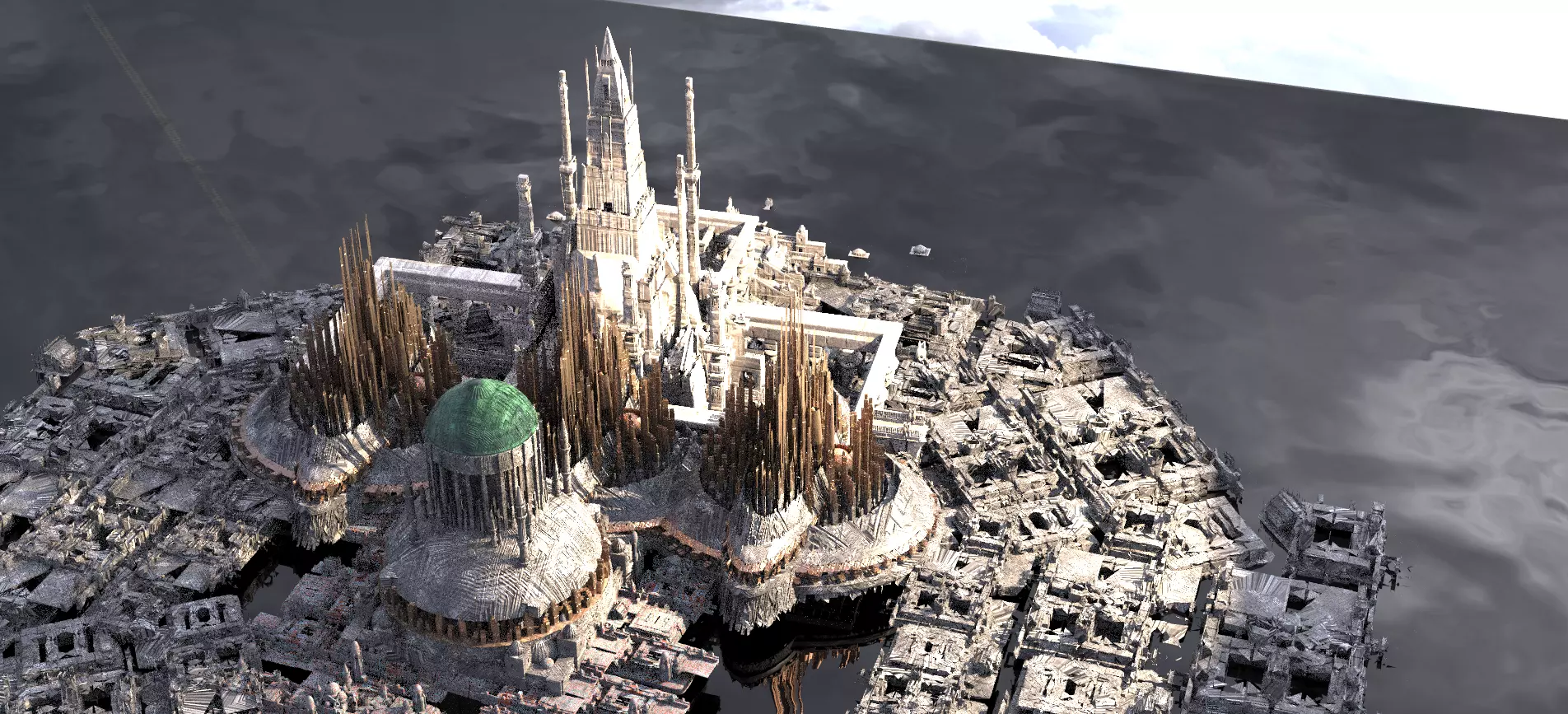 High palace of heaven Kitbash 3D model_0