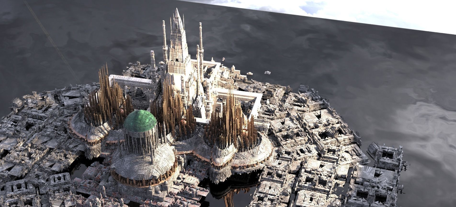 High palace of heaven Kitbash 3D model_4
