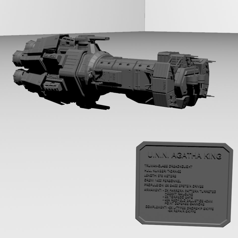 Expanse UNN Truman Class Dreadnought 3D print model_8