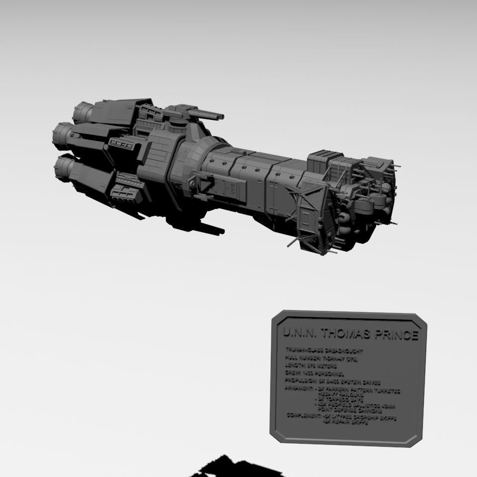 Expanse UNN Truman Class Dreadnought 3D print model_9
