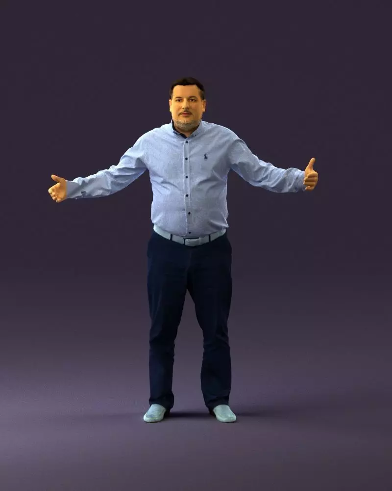 Man in plaid tshirt blue jeans 0950 3D model