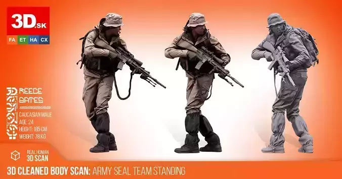 3D Body Scan Reece Bates Army Seal Team 3D model