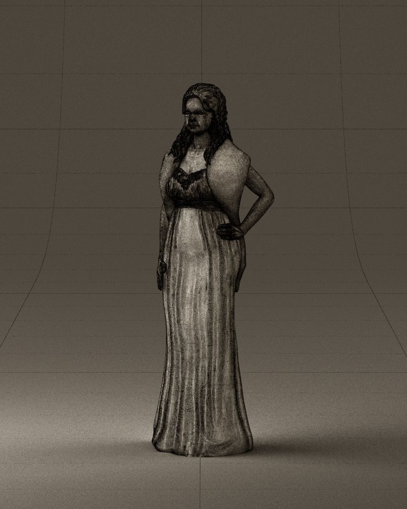 Woman in bluepanther long dress 0861 3D PrintReady 3D print model_34