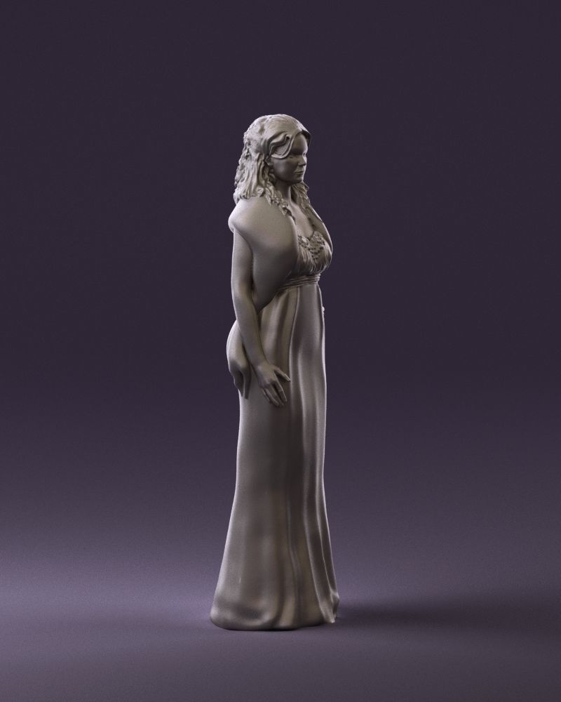 Woman in bluepanther long dress 0861 3D PrintReady 3D print model_3