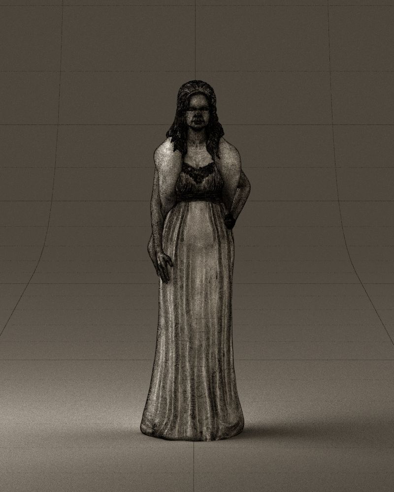Woman in bluepanther long dress 0861 3D PrintReady 3D print model_25