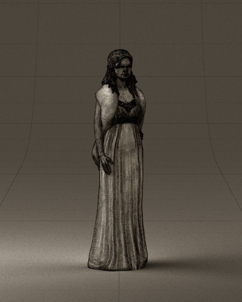 Woman in bluepanther long dress 0861 3D PrintReady 3D print model_26