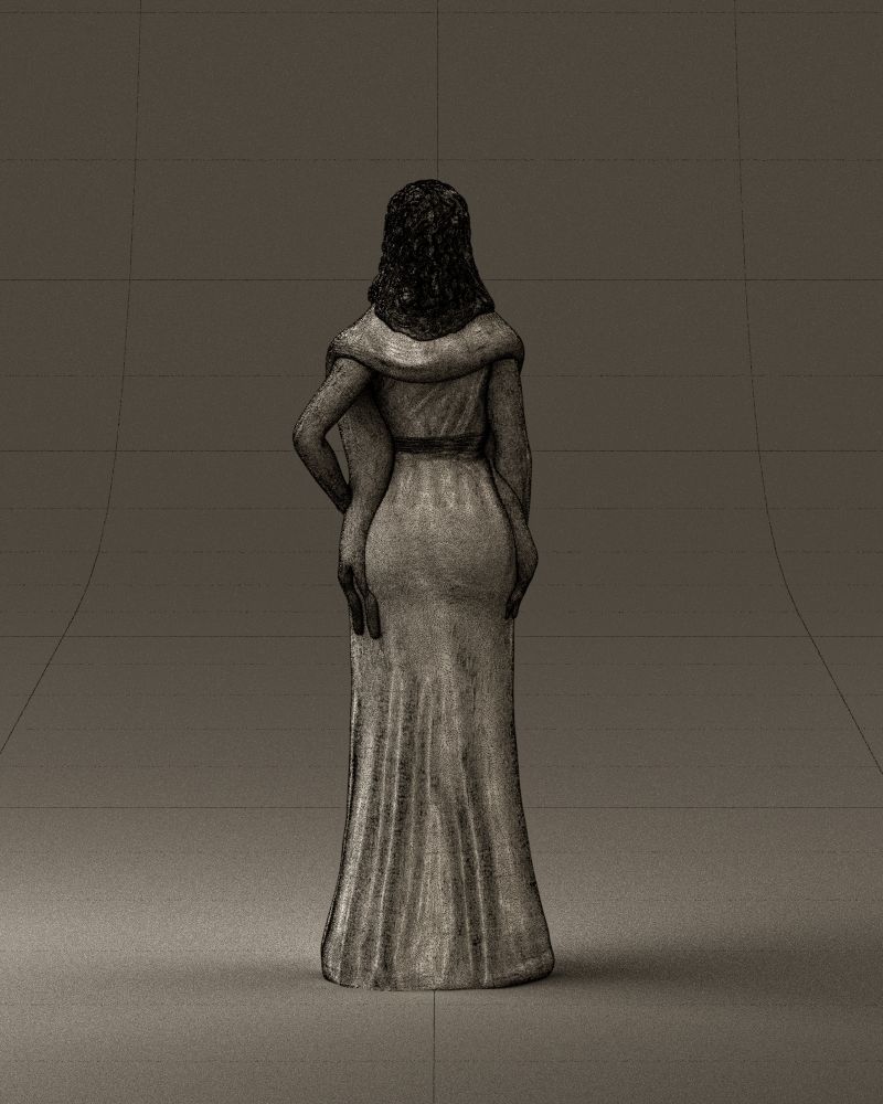 Woman in bluepanther long dress 0861 3D PrintReady 3D print model_30