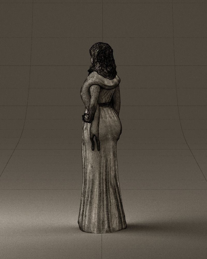 Woman in bluepanther long dress 0861 3D PrintReady 3D print model_31