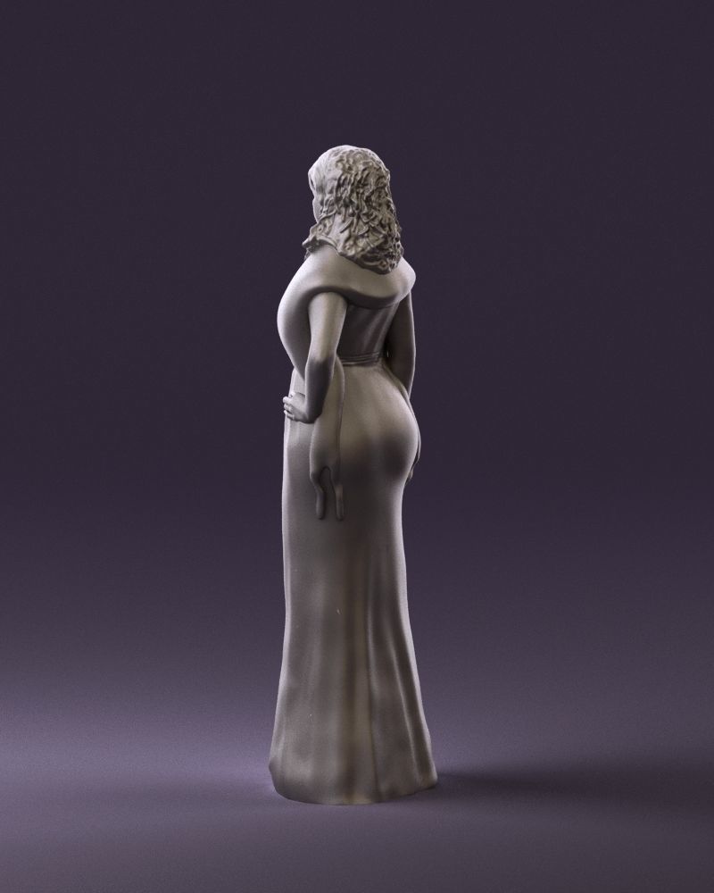 Woman in bluepanther long dress 0861 3D PrintReady 3D print model_7