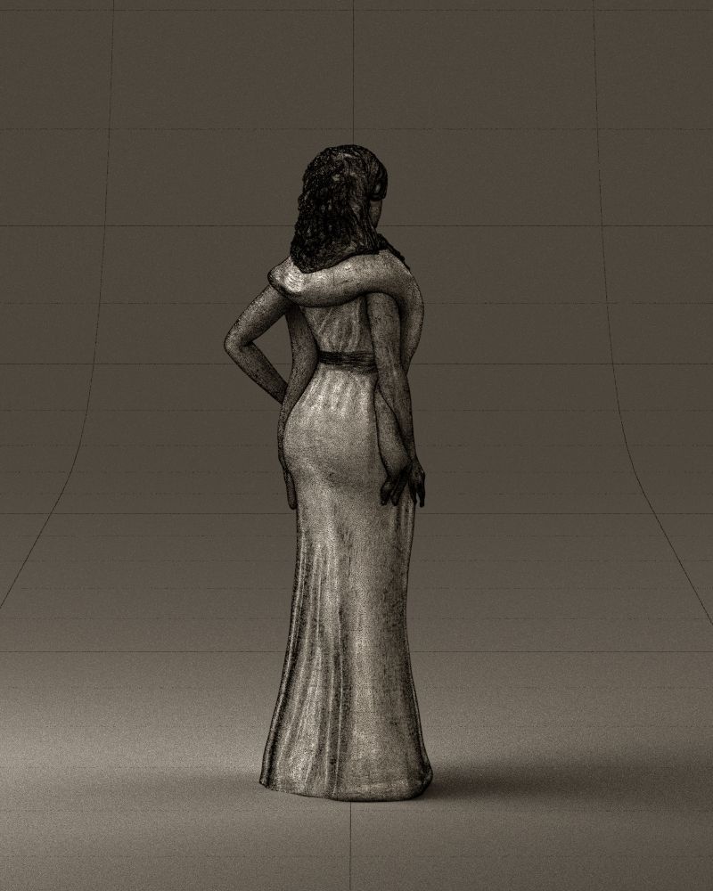 Woman in bluepanther long dress 0861 3D PrintReady 3D print model_29