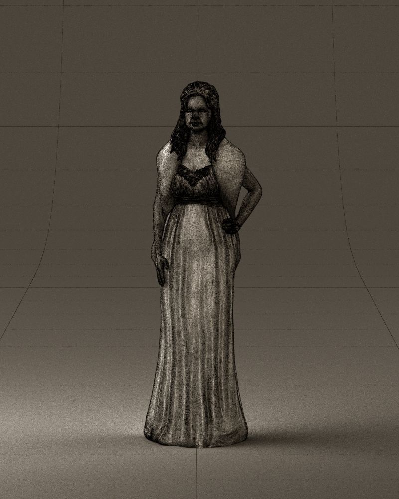 Woman in bluepanther long dress 0861 3D PrintReady 3D print model_35