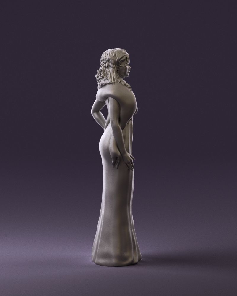 Woman in bluepanther long dress 0861 3D PrintReady 3D print model_4