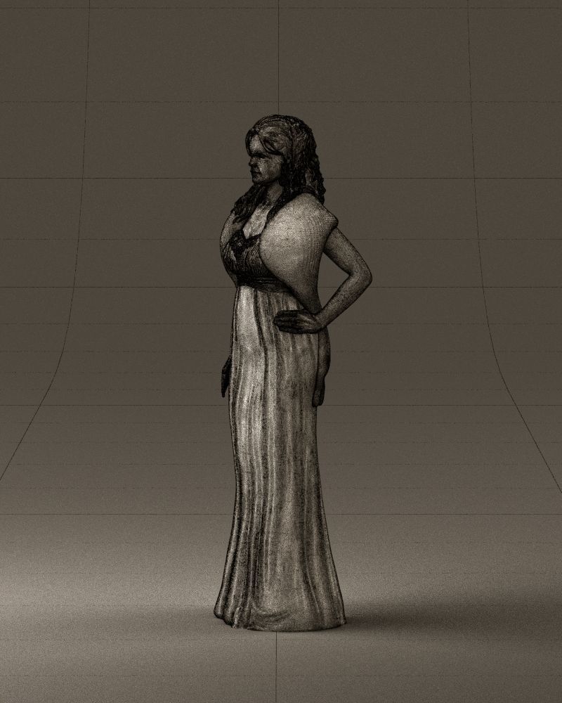 Woman in bluepanther long dress 0861 3D PrintReady 3D print model_33