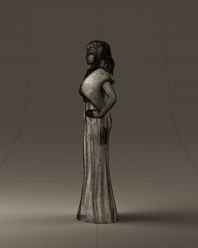 Woman in bluepanther long dress 0861 3D PrintReady 3D print model_32