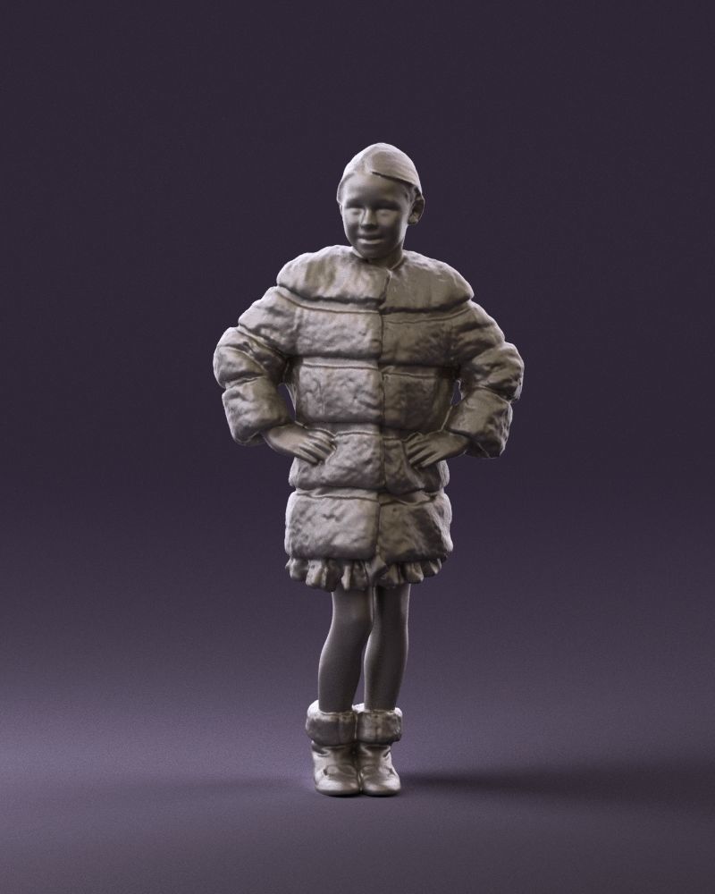 Young girl in white coat big smile 0856 3D Print Ready 3D print model_11
