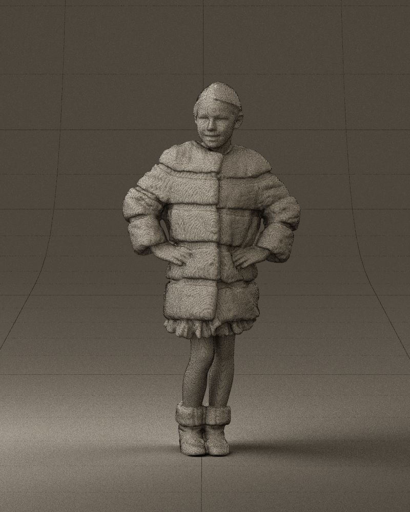 Young girl in white coat big smile 0856 3D Print Ready 3D print model_35