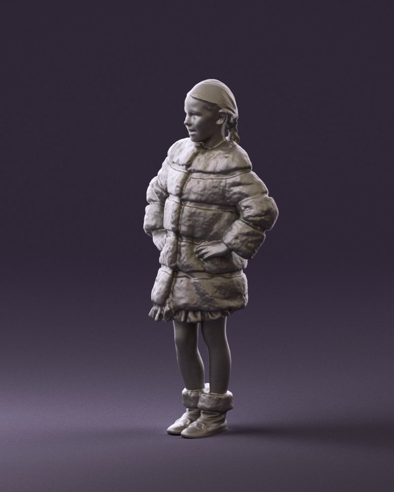 Young girl in white coat big smile 0856 3D Print Ready 3D print model_9